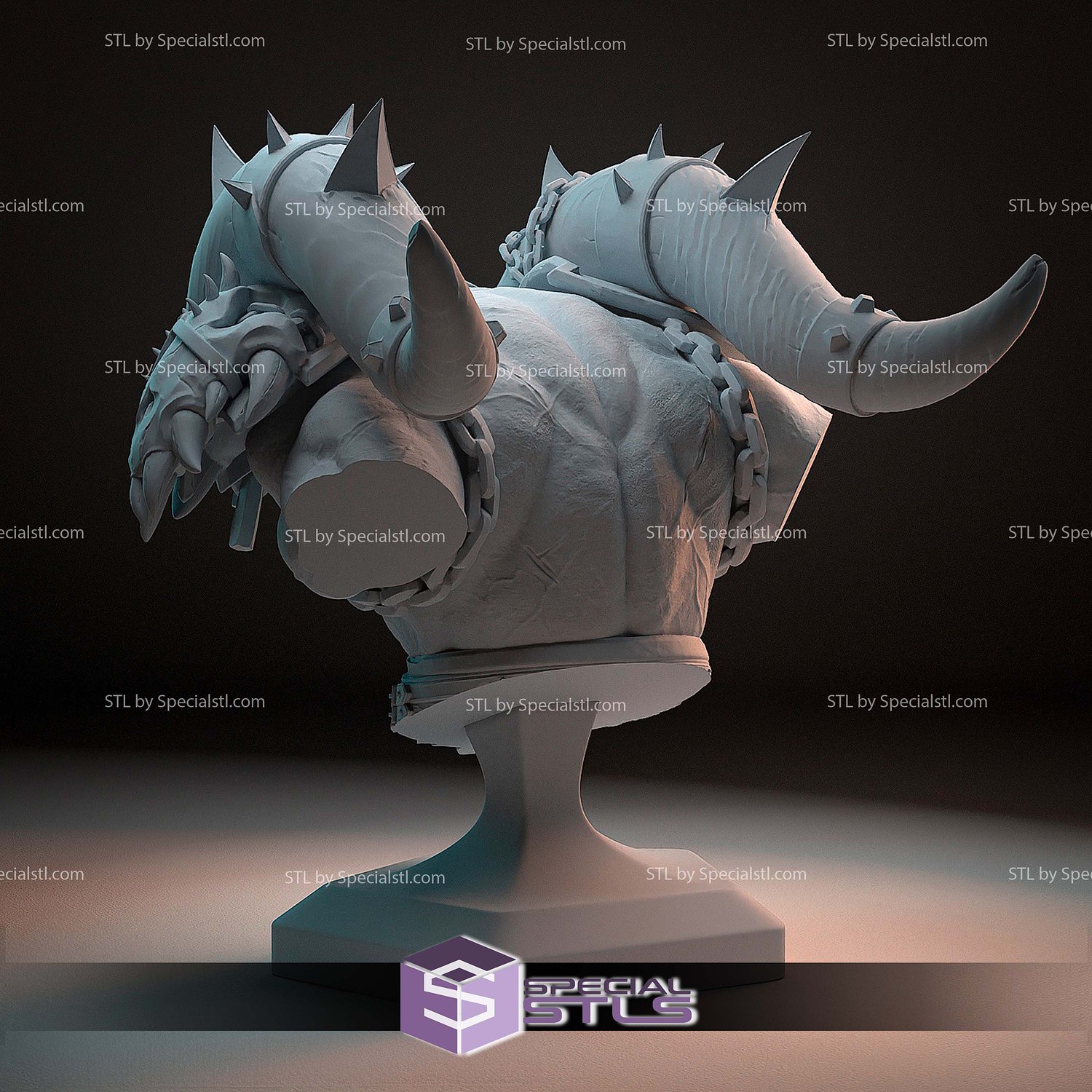 Garrosh Broken Bust 3D Printer Files STL Model — view 3