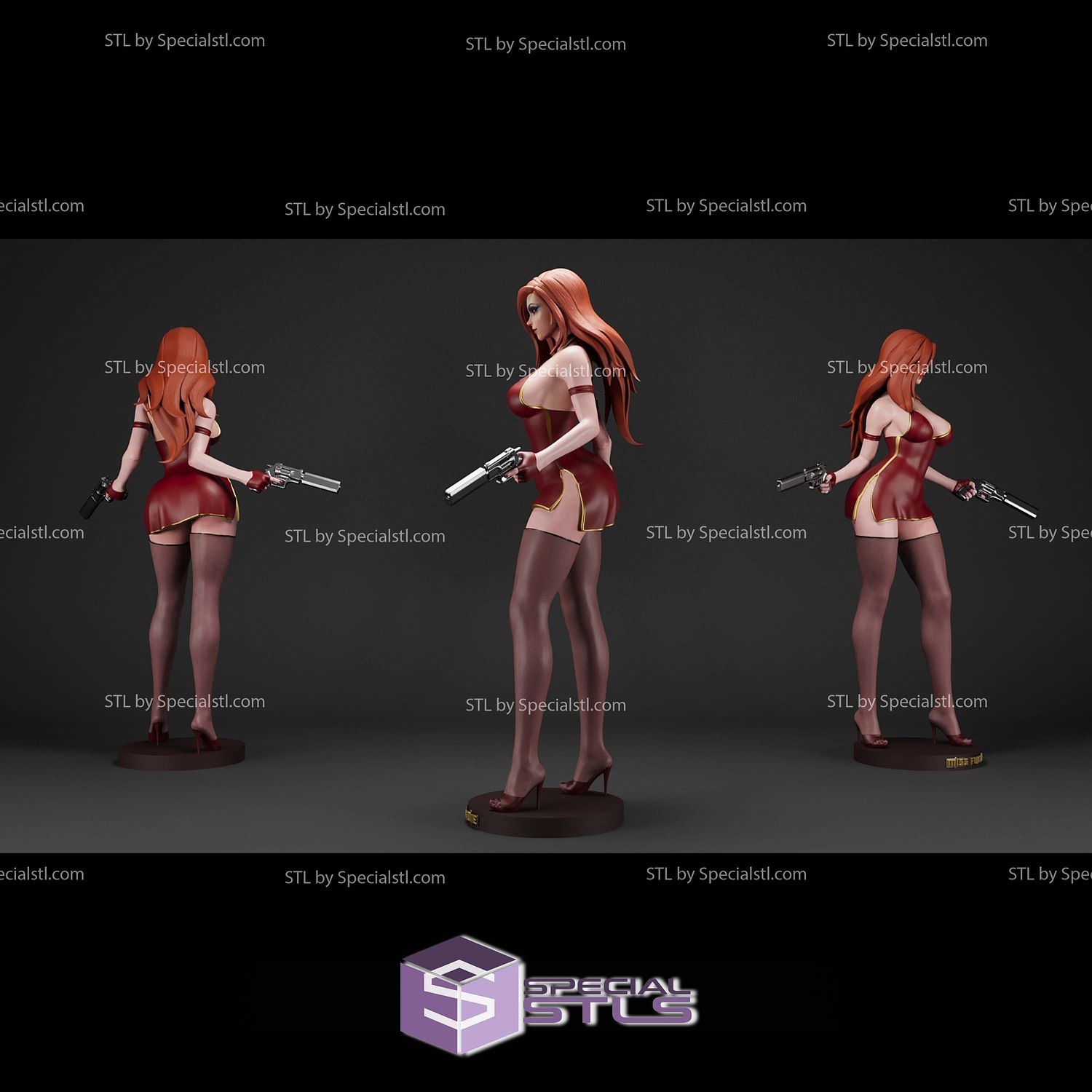 Miss Fortune Red Dress 3D Printer Files STL Model — view 2