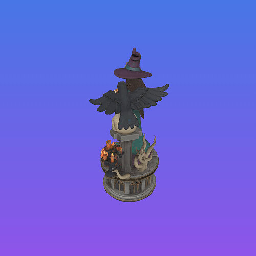 4287 Witch with Skull and Pumpkin Color 3D Model STL DND PNG Model — view 6