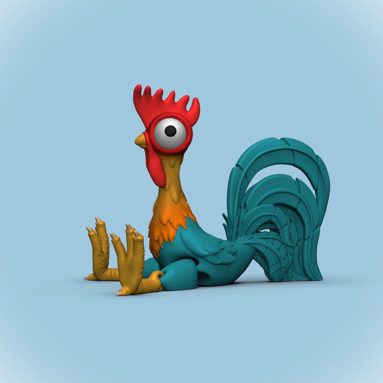 Hei Hei the Rooster (Moana)- Flexi Legs (+Bambu colored 3mf) 3D STL Model