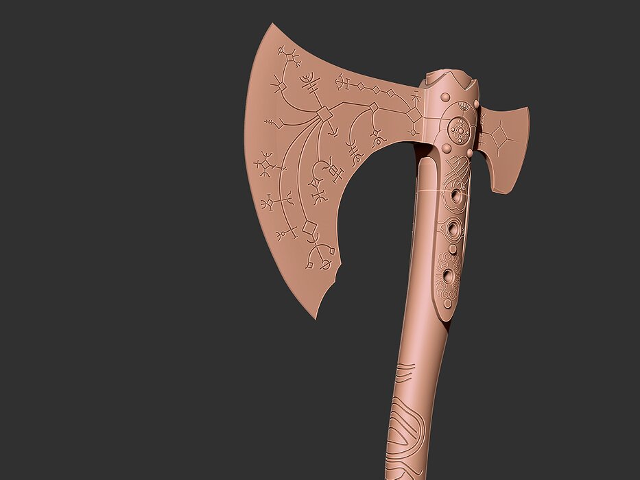Leviathan Axe God of War 3D STL Model — view 2