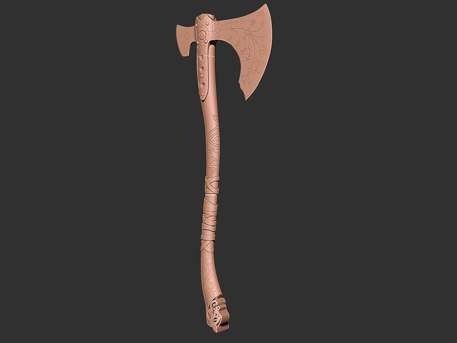 Leviathan Axe God of War 3D STL Model — view 4