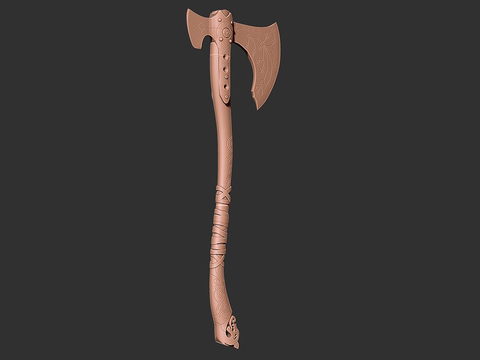Leviathan Axe God of War 3D STL Model — view 5