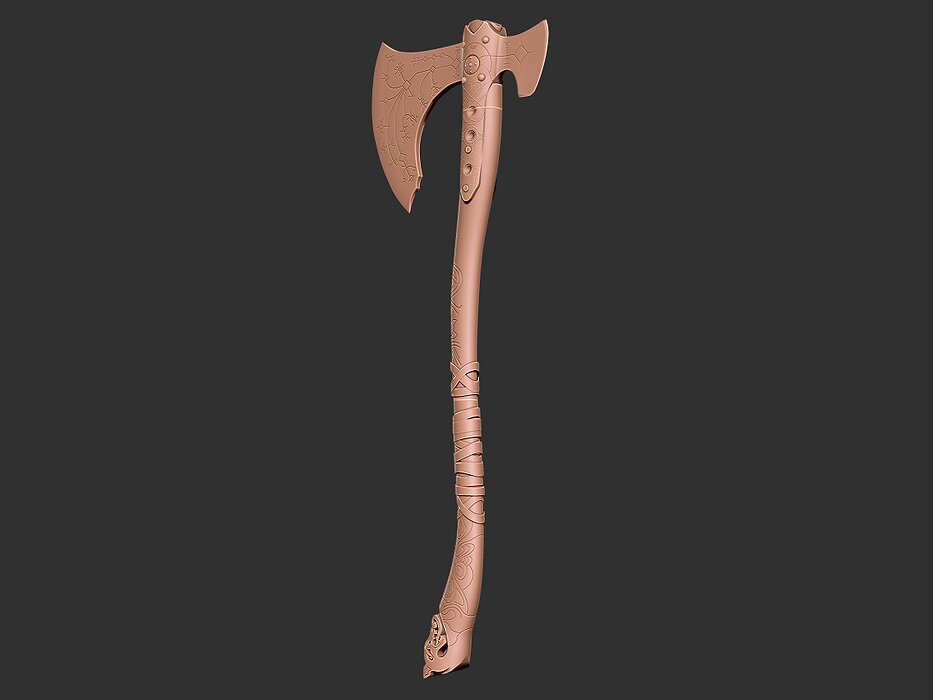 Leviathan Axe God of War 3D STL Model — view 6