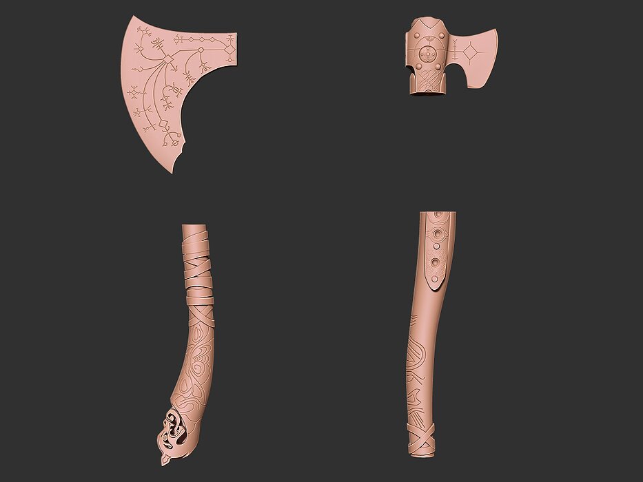 Leviathan Axe God of War 3D STL Model — view 7