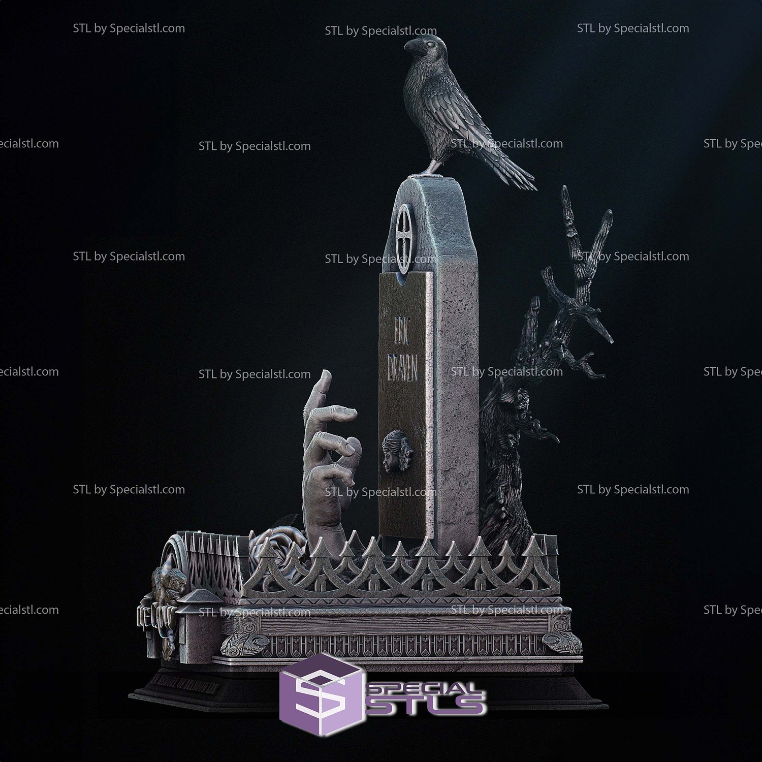 Crow Tomb Bust Brandon Lee 3D Printer Files STL Model — view 4