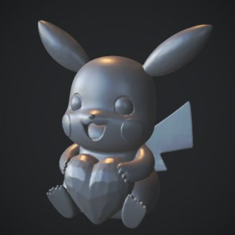 Adorable Electric Creature Holding a Heart – Cute 3D Printable Model for Valentine's Day Gift STL Model