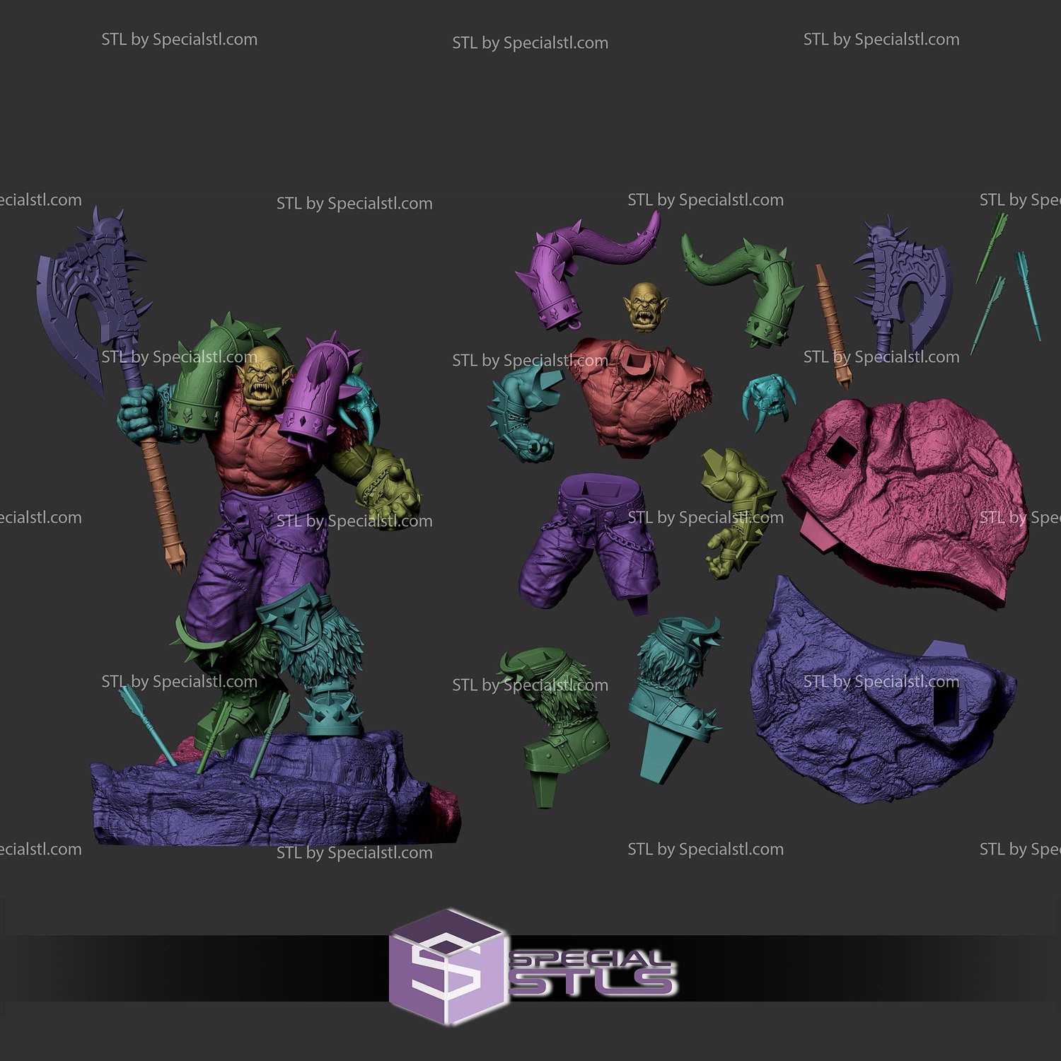 Orc Garrosh Warcraft Sculptures 3D Printing STL Model — view 3