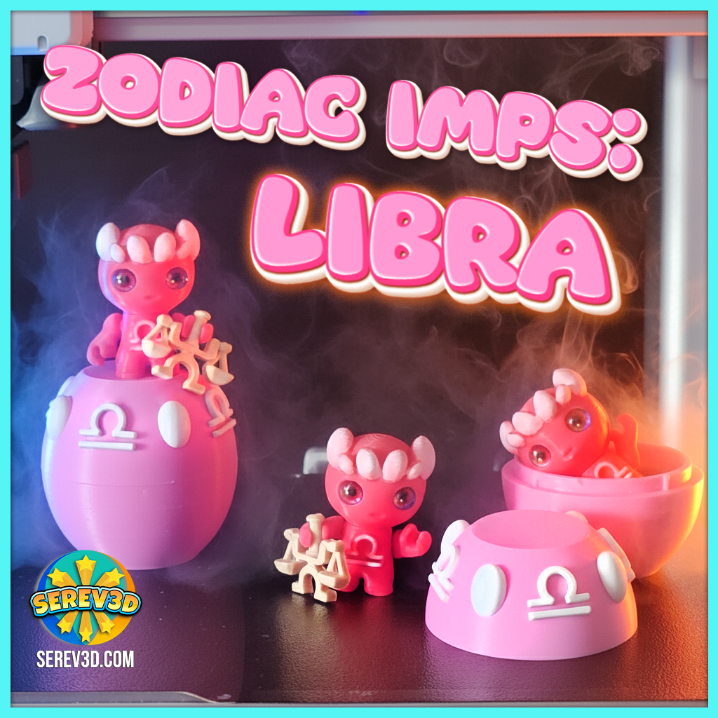 Libra Flexi Imp - Zodiac Imp Collection Part 3 - Keychain & Straw Buddy, No Supports 3D Print STL/3M 3MF Model — view 2