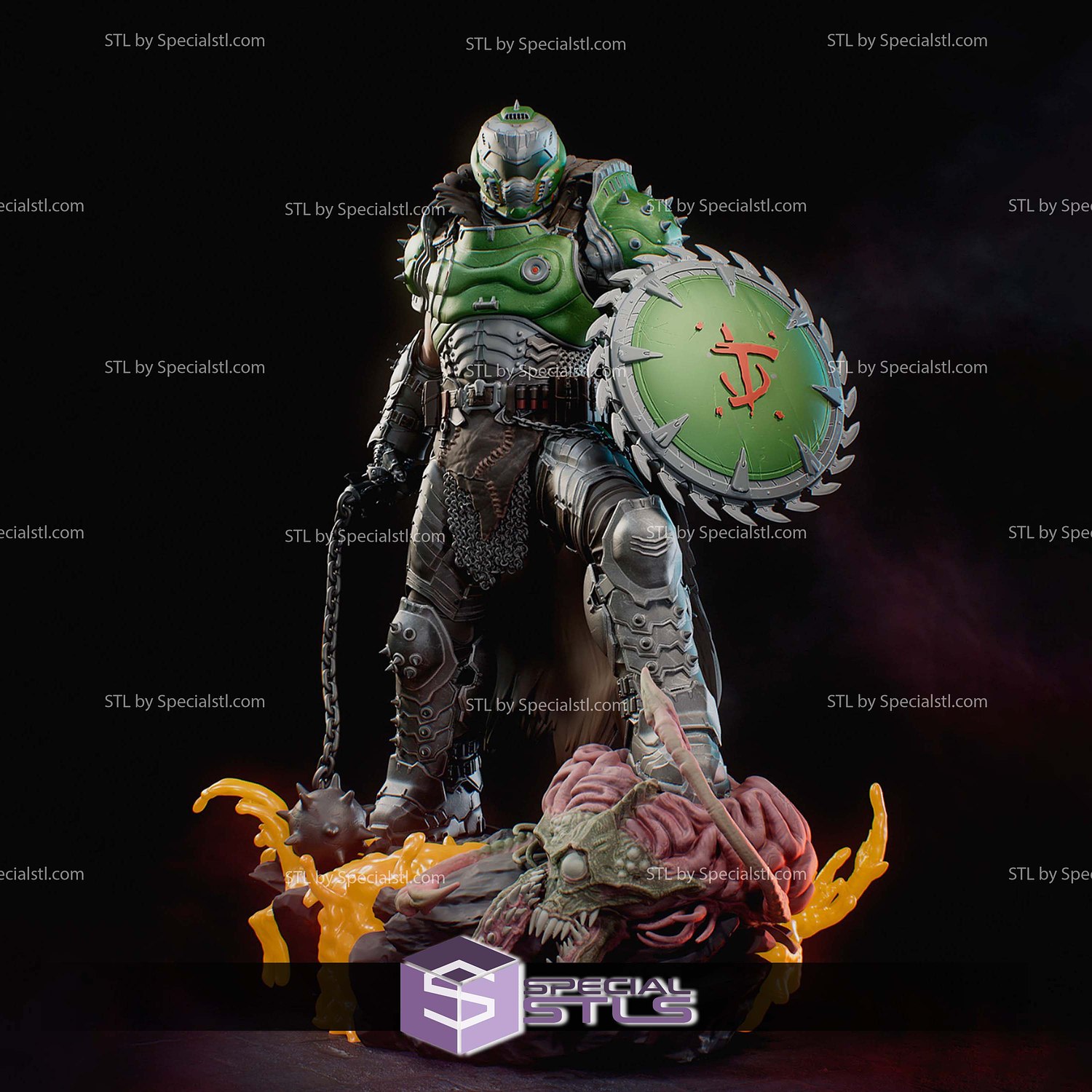 Doomslayer Dark Age Diorama STL Files 3D Model — view 2