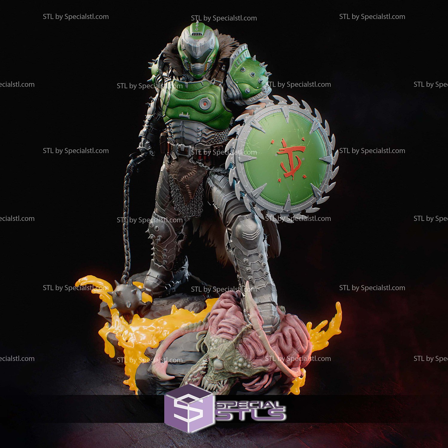 Doomslayer Dark Age Diorama STL Files 3D Model — view 3