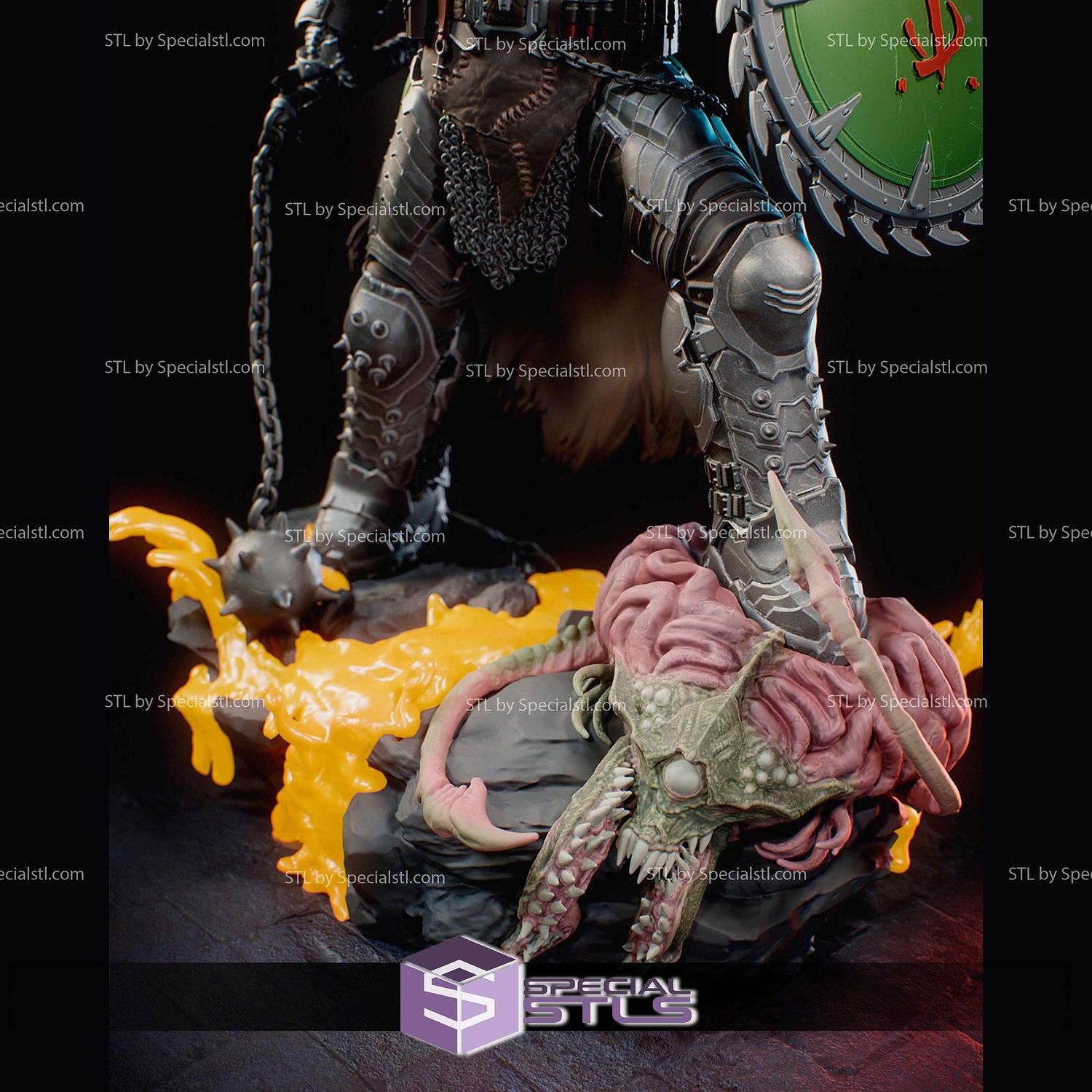 Doomslayer Dark Age Diorama STL Files 3D Model — view 4