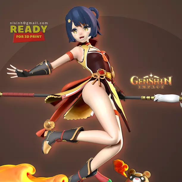 Xiangling - Genshin Impact Fanart 3D ZTL Model