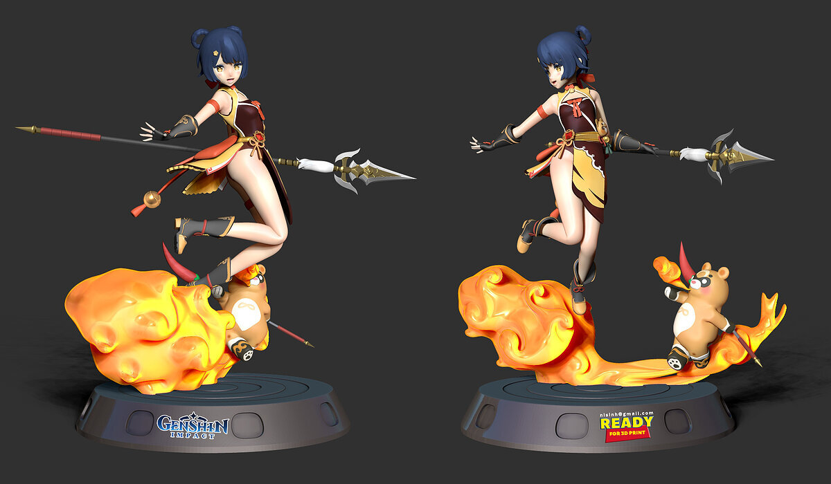 Xiangling - Genshin Impact Fanart 3D ZTL Model — view 2
