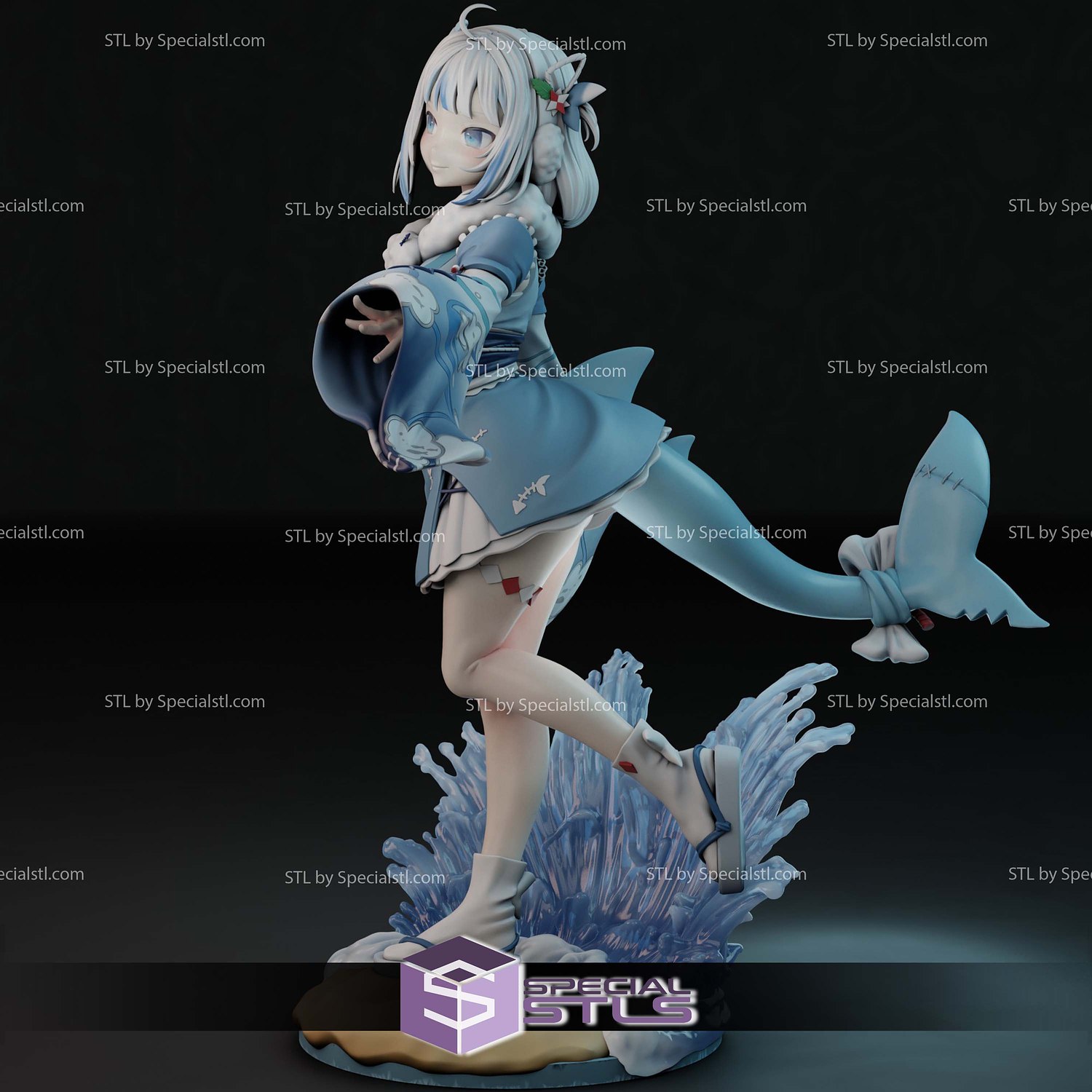 Gawr Gura New Year Costume Sculptures 3D Printing STL Model — view 2