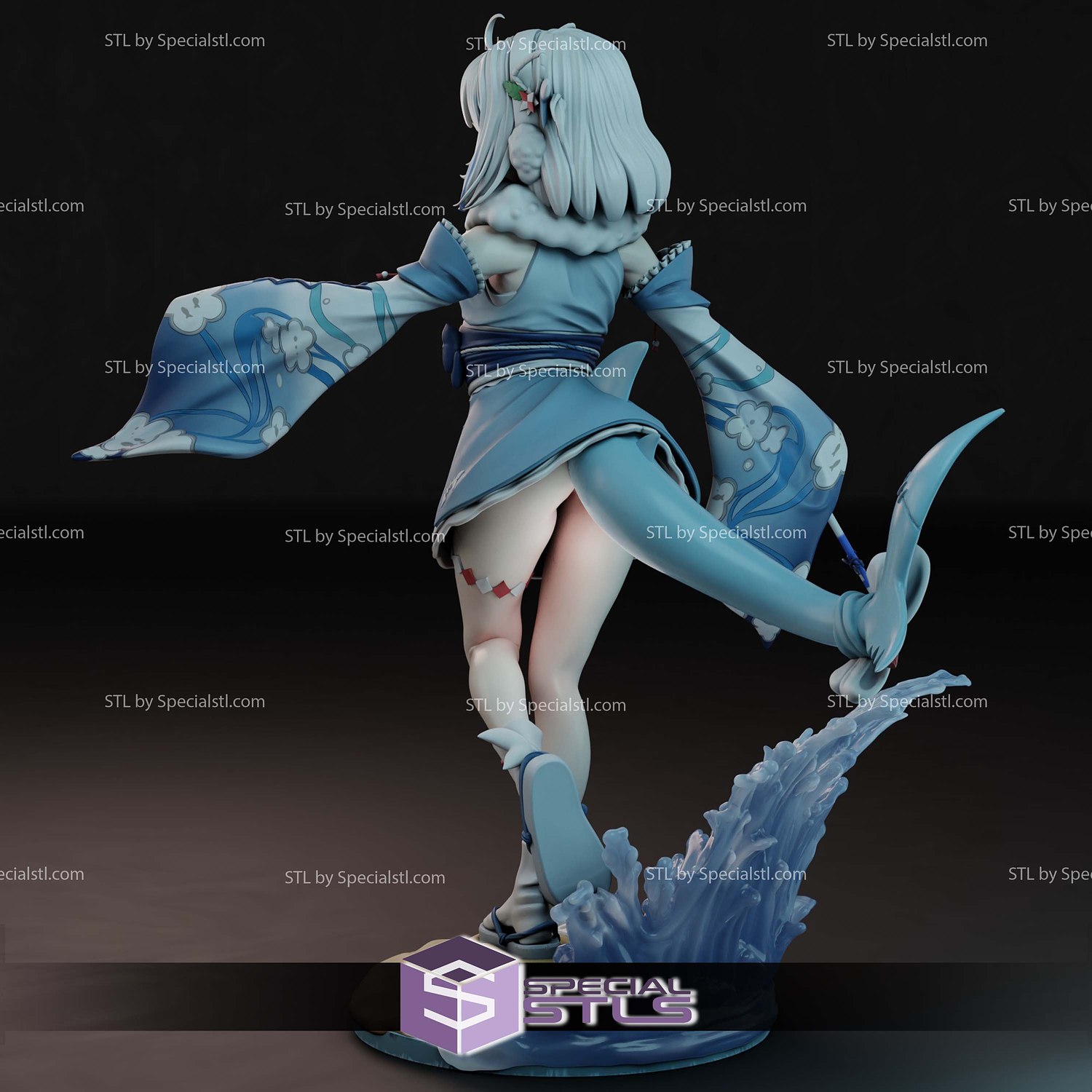 Gawr Gura New Year Costume Sculptures 3D Printing STL Model — view 3