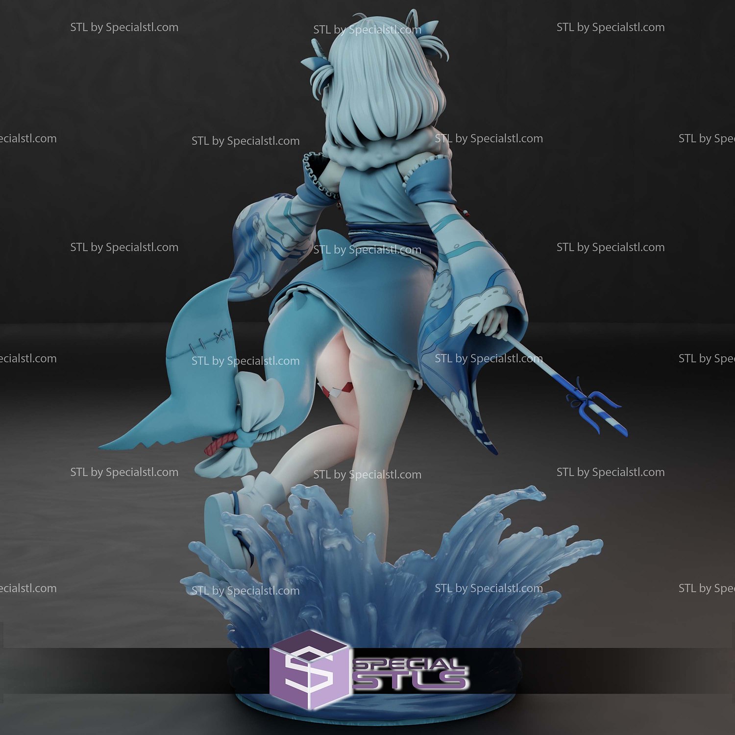 Gawr Gura New Year Costume Sculptures 3D Printing STL Model — view 4