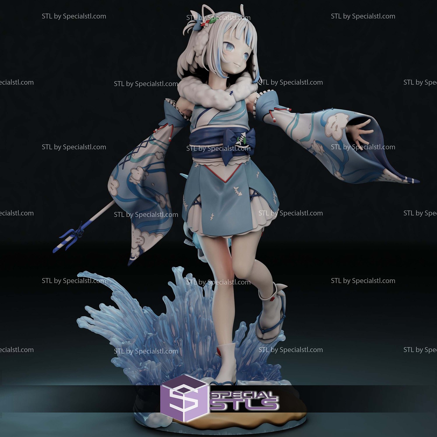 Gawr Gura New Year Costume Sculptures 3D Printing STL Model — view 5