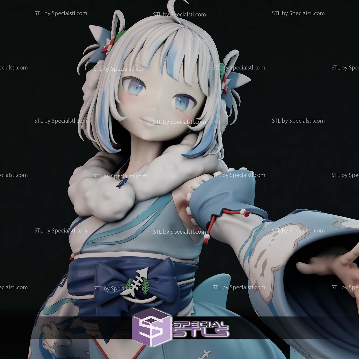 Gawr Gura New Year Costume Sculptures 3D Printing STL Model — view 6