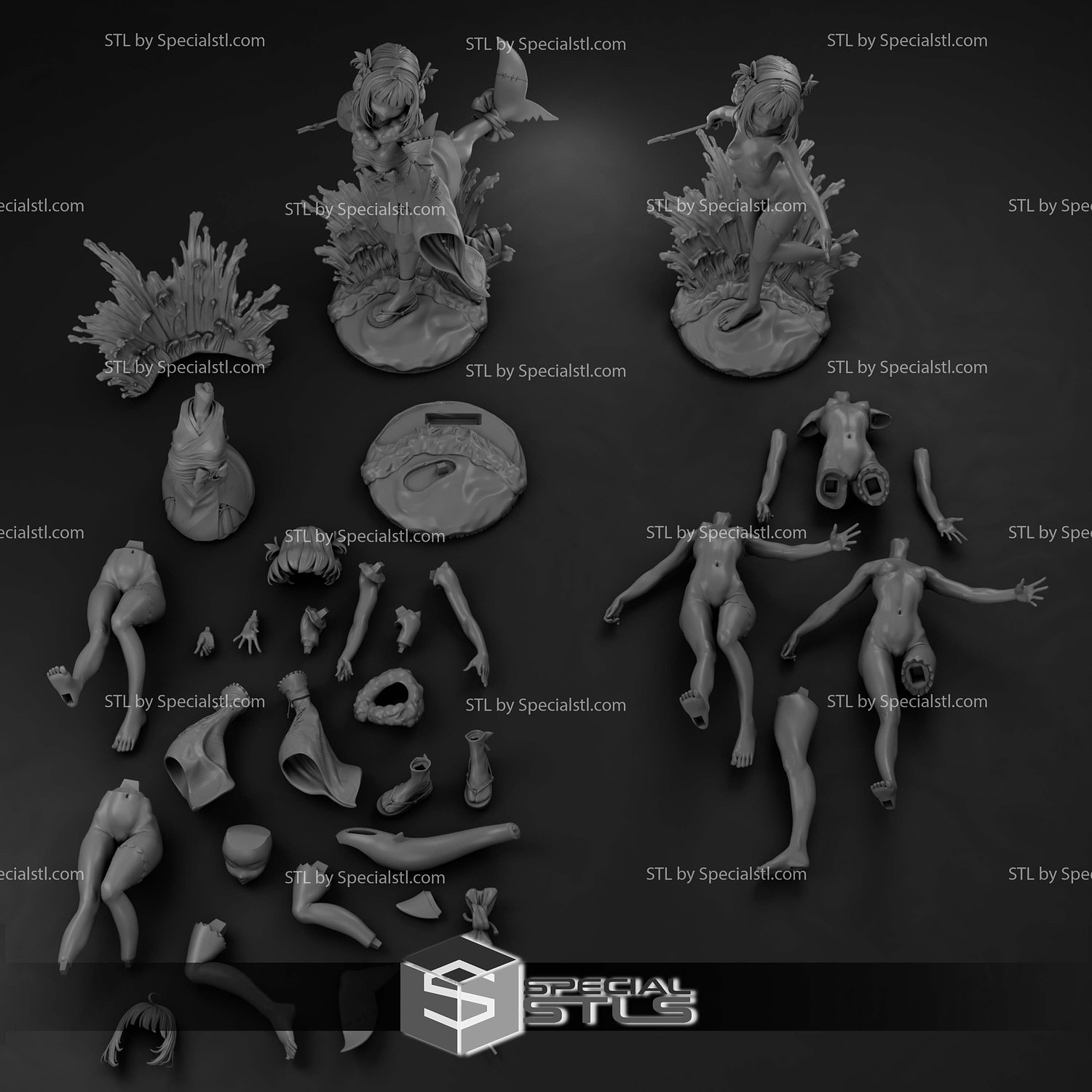 Gawr Gura New Year Costume Sculptures 3D Printing STL Model — view 7