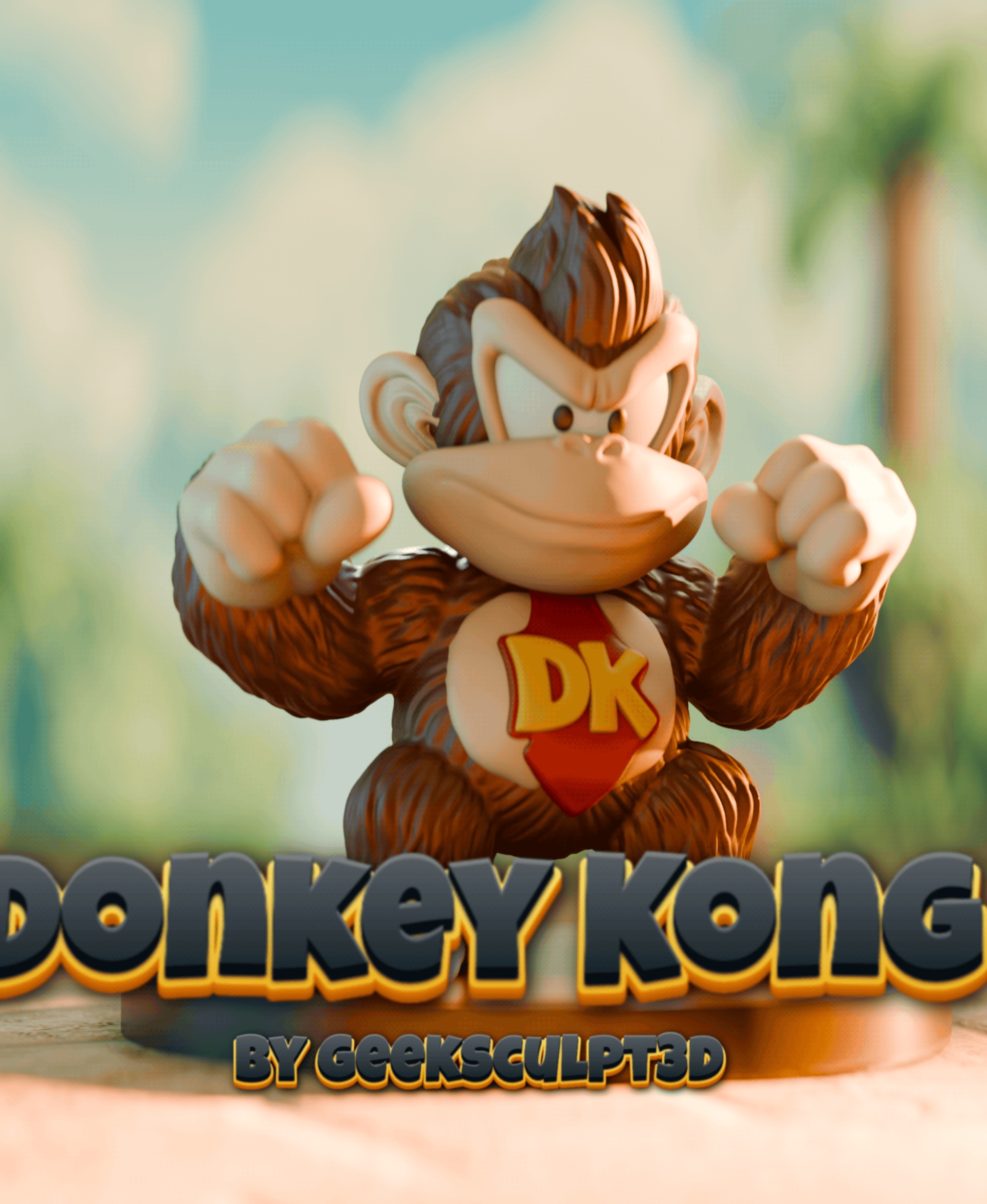 Donkey Kong 3D Figurine – Printable Nintendo Character Statue for Gamers and Collectors STL Model