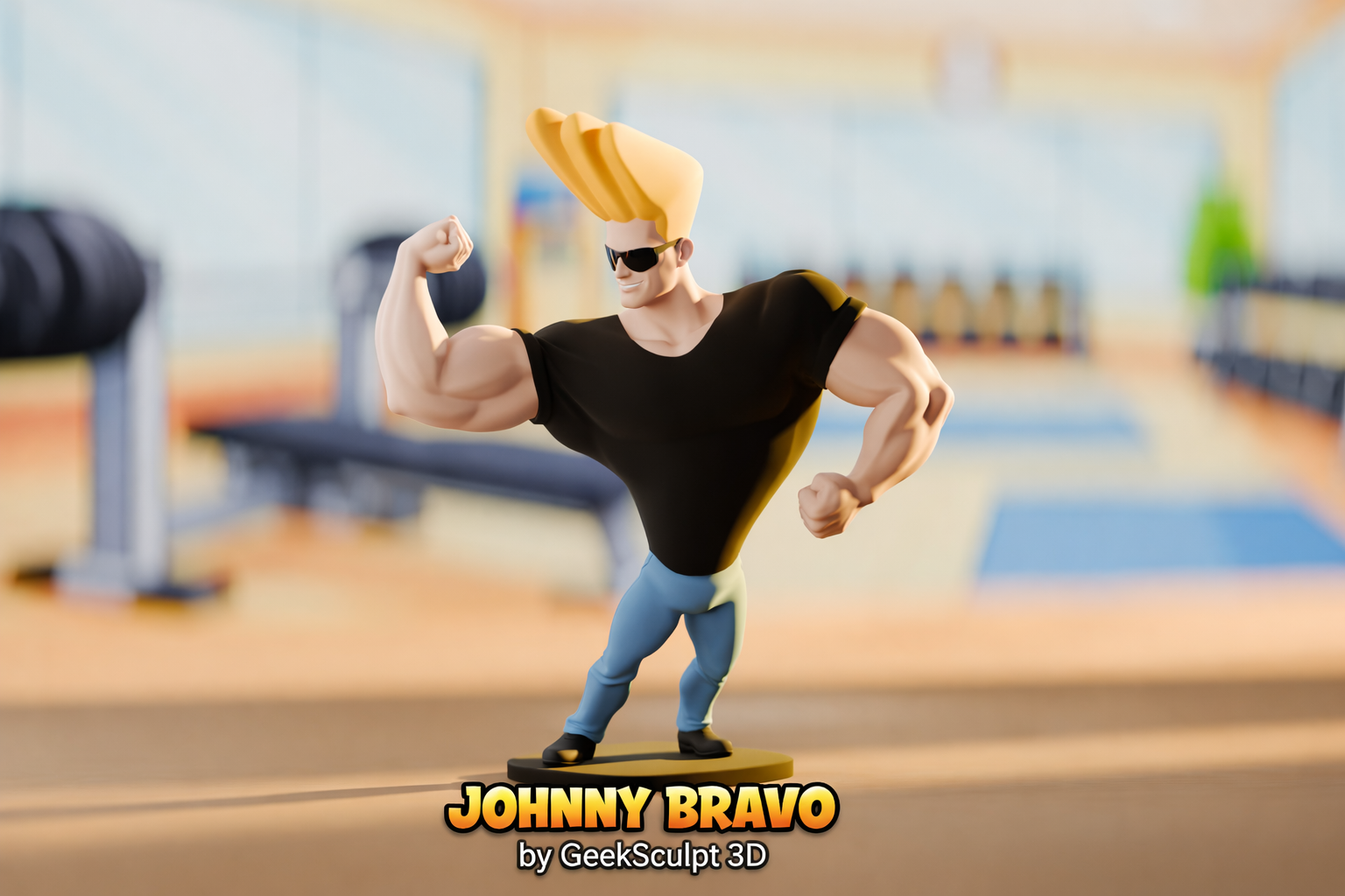Johnny Bravo Inspired Figurine - Cartoon Collectible 3D 3MF Model