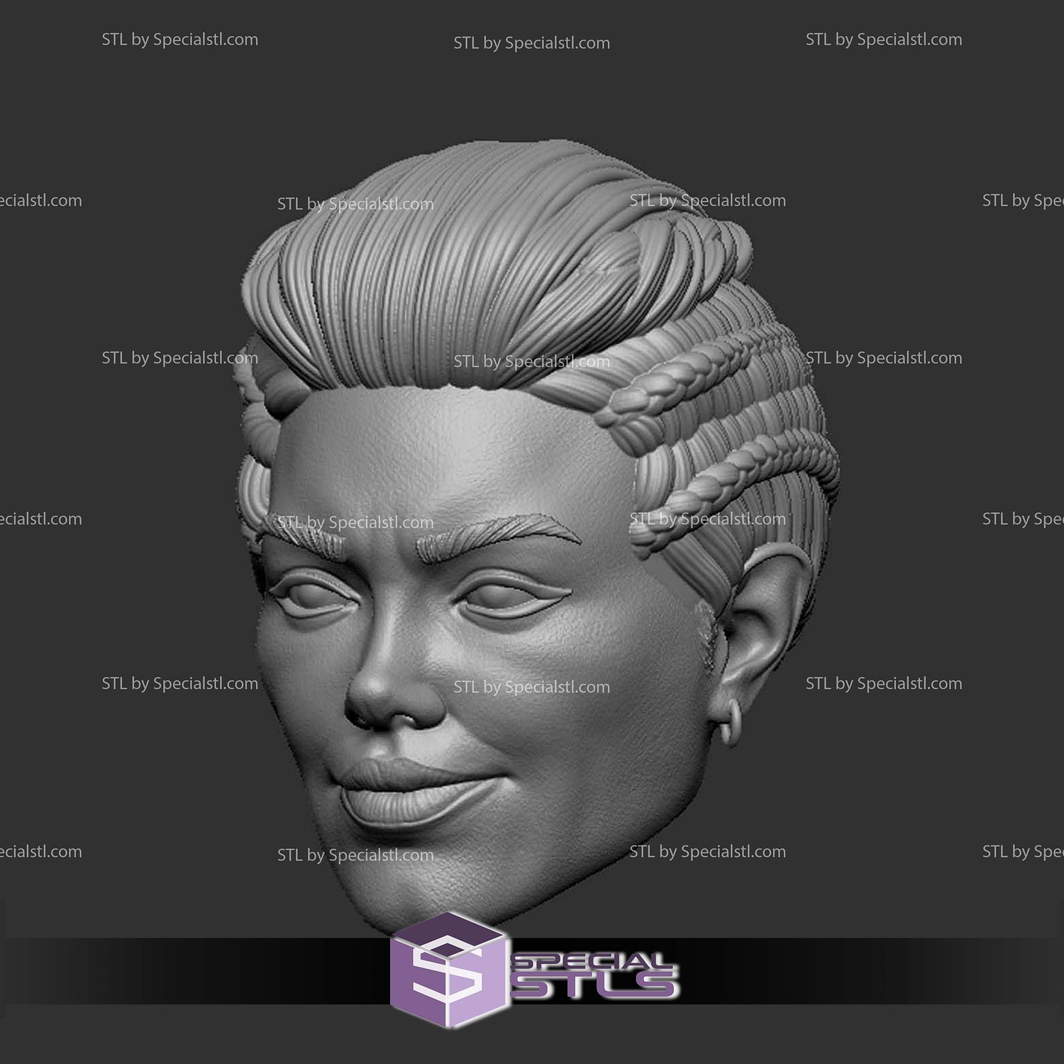 Custom Head STL Black Widow Yelena Belova Smirking 3D Model — view 2