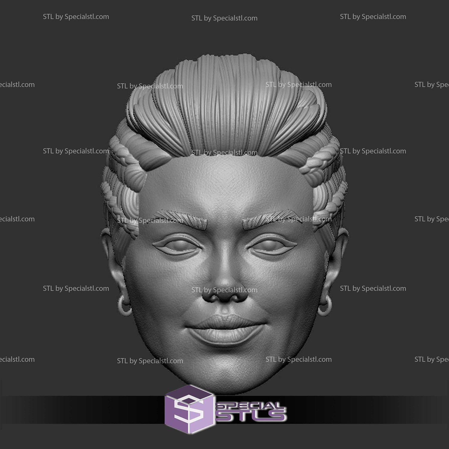 Custom Head STL Black Widow Yelena Belova Smirking 3D Model — view 3