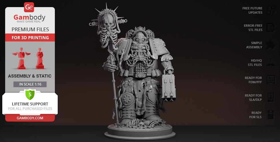 Chaplain 40k 3D Printer Files | Assembly STL Model