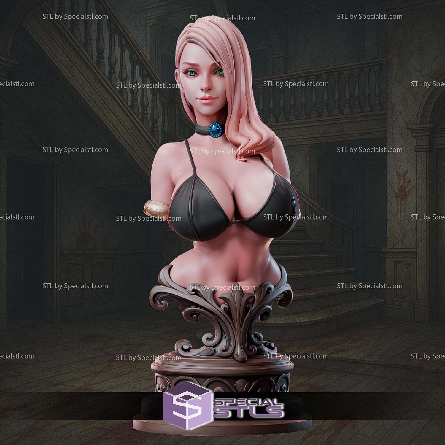 Nina Reaper Deadwalker Hunter Pin Up Bust STL Files 3D Model — view 2