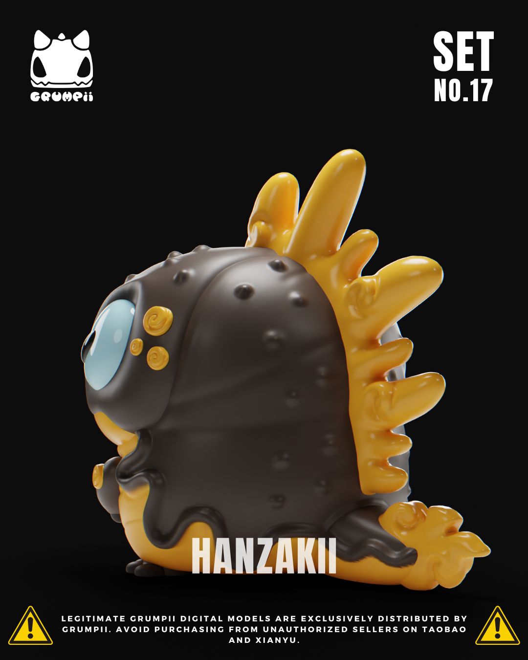 Grumpii 3D Printable Art Toy - Chubbii Series - Set 17 STL Model — view 5