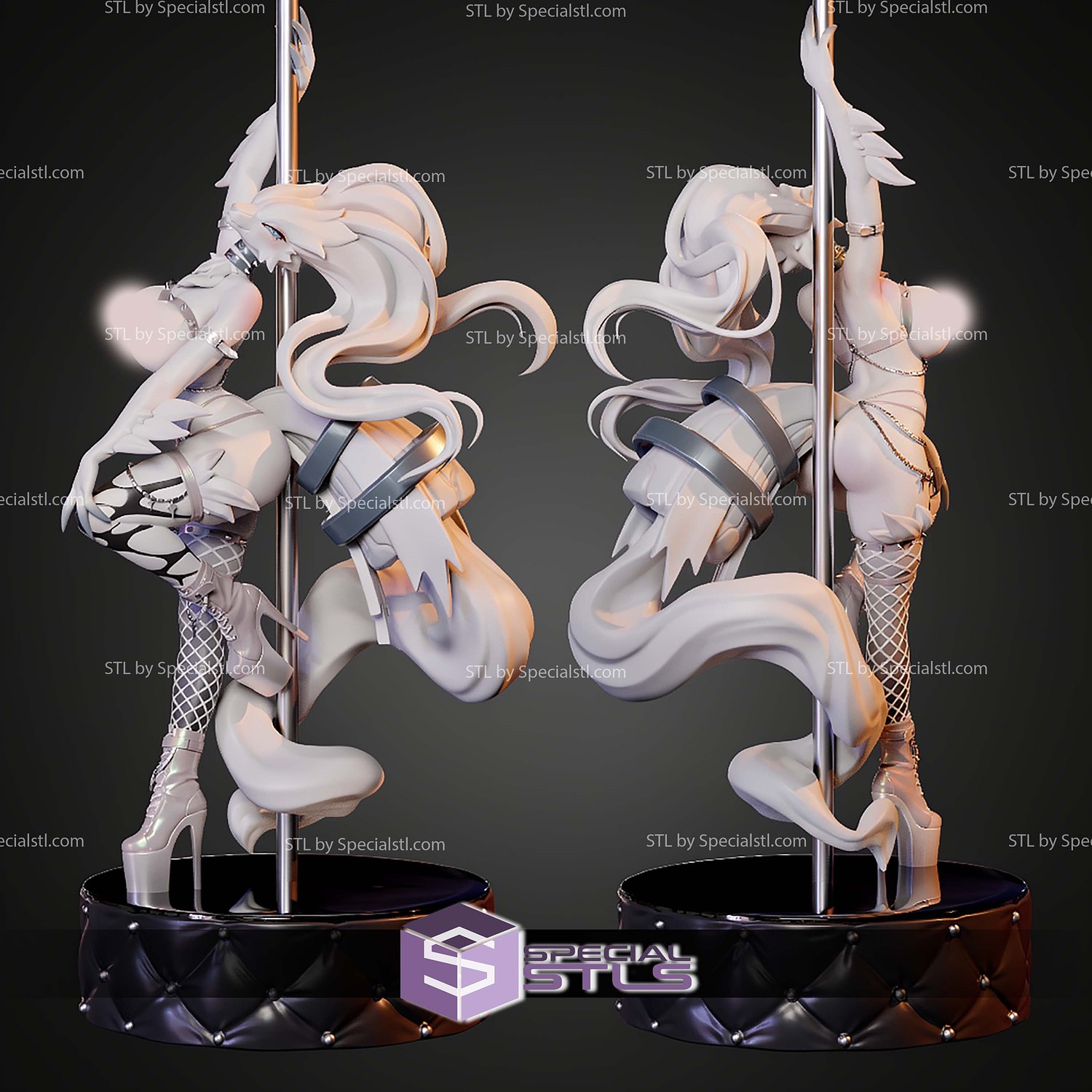 Reshiram Pole Dancer H280mm STL Files 3D Model — view 3