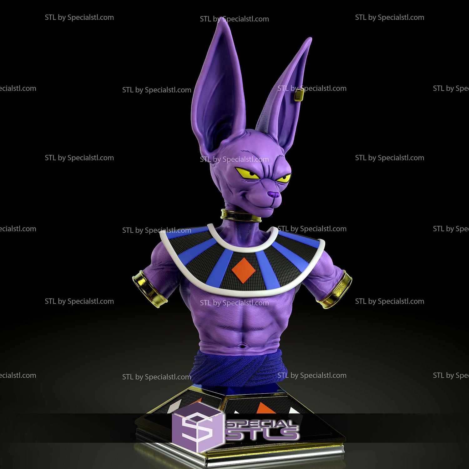 Beerus Sama Bust V3 3D Printing Models STL Model — view 3