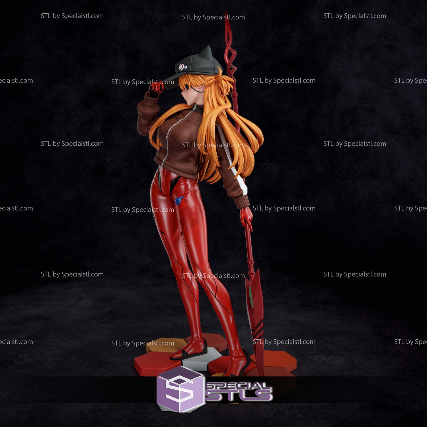 Asuka Langley with Hat 3D Printer Files STL Model — view 3
