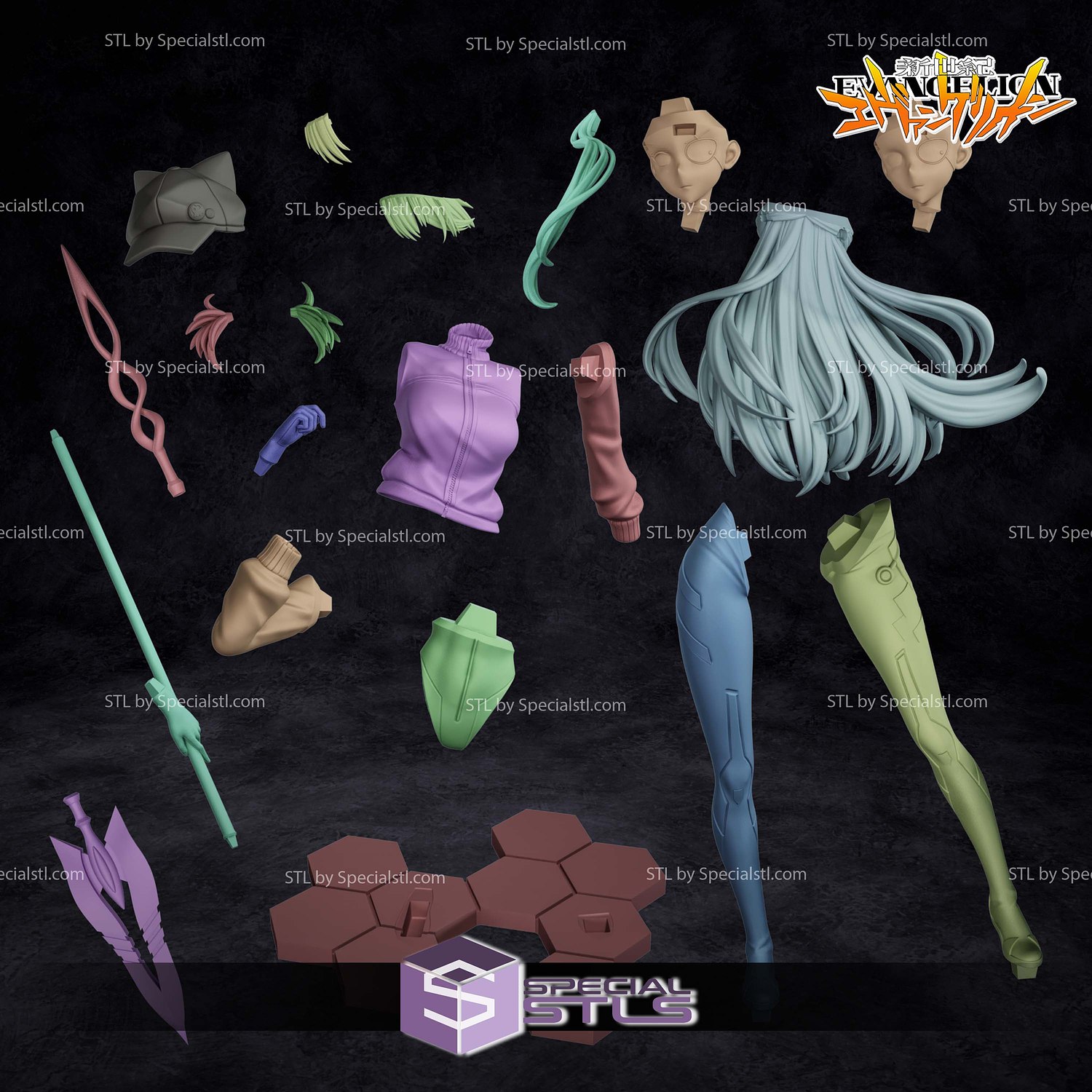 Asuka Langley with Hat 3D Printer Files STL Model — view 5