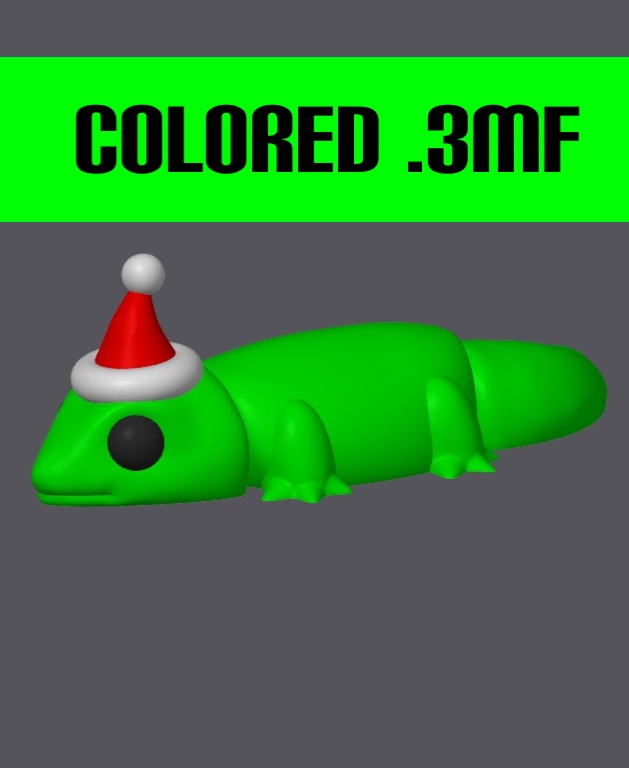 Christmas Gecko - Mini Monster #10 Colored .3MF 3D Model