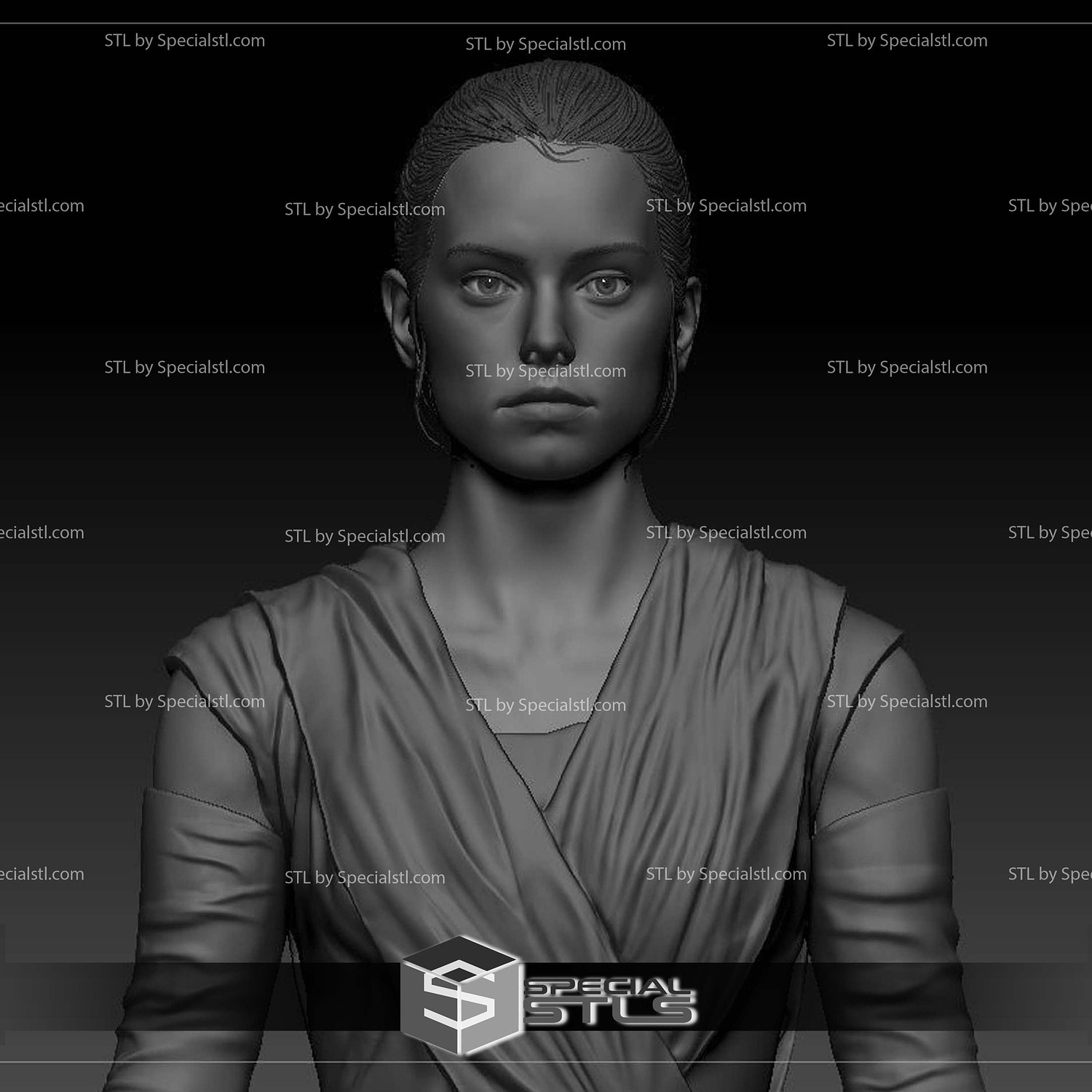 Daisy Ridley Rey Star Wars Bust 3D Print Files STL Model — view 2