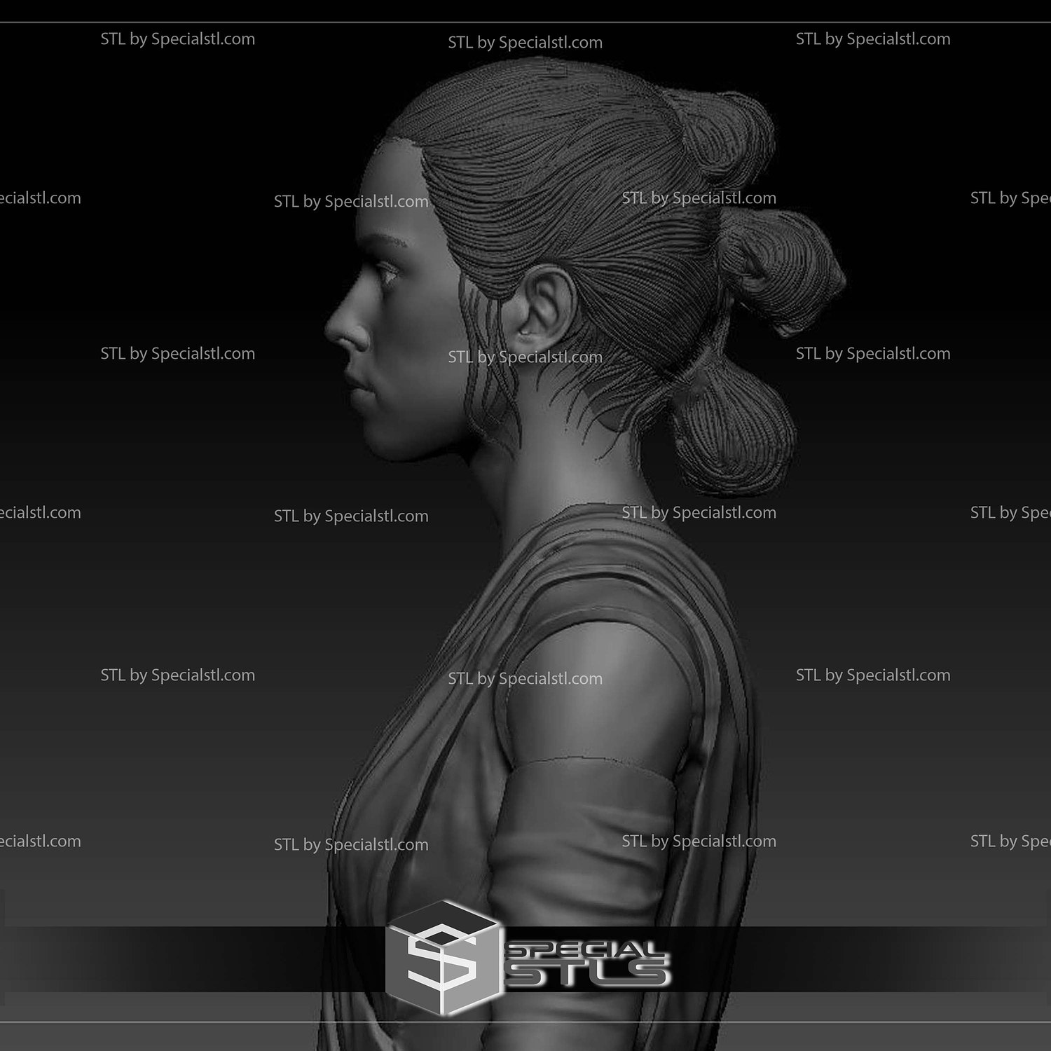 Daisy Ridley Rey Star Wars Bust 3D Print Files STL Model — view 3