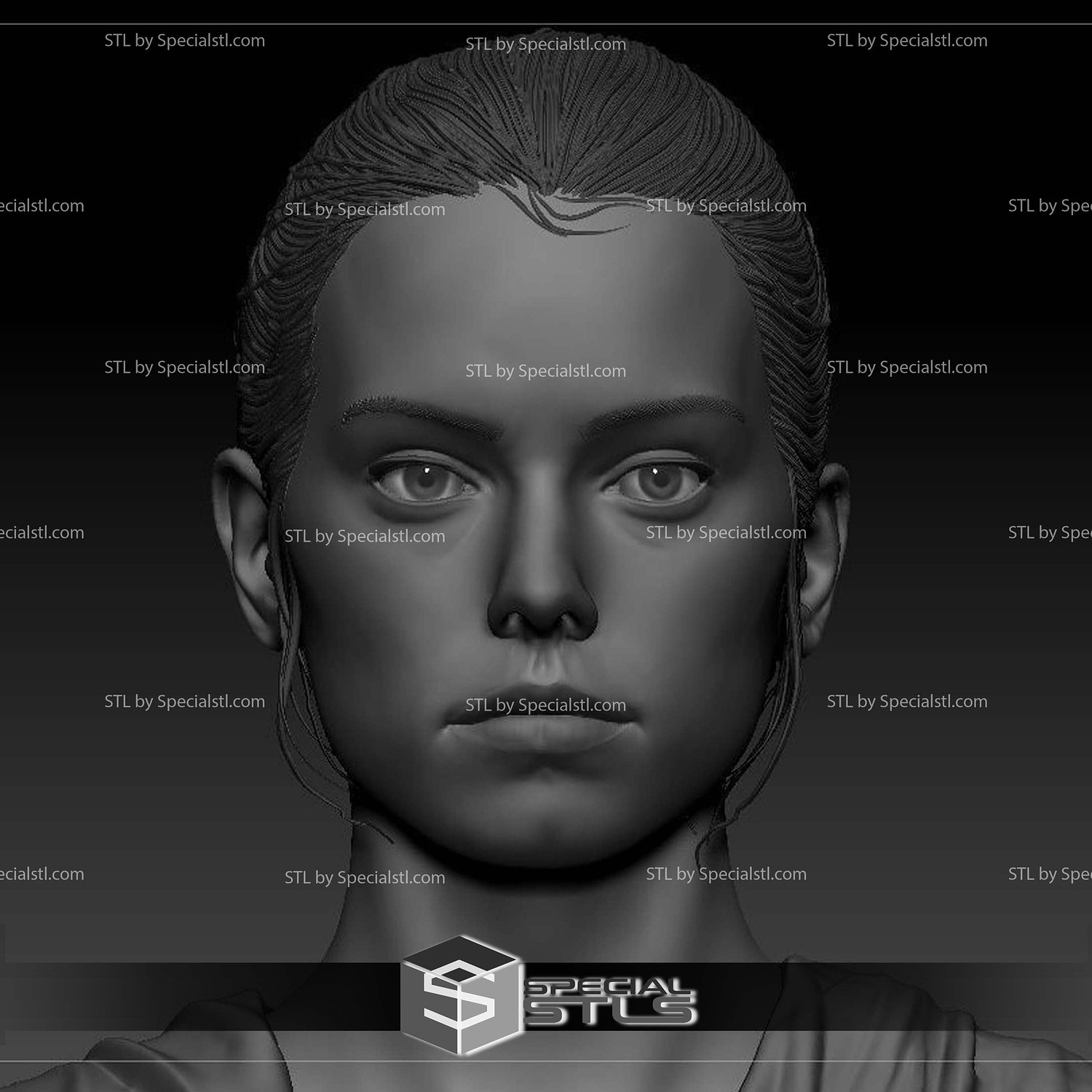 Daisy Ridley Rey Star Wars Bust 3D Print Files STL Model — view 5