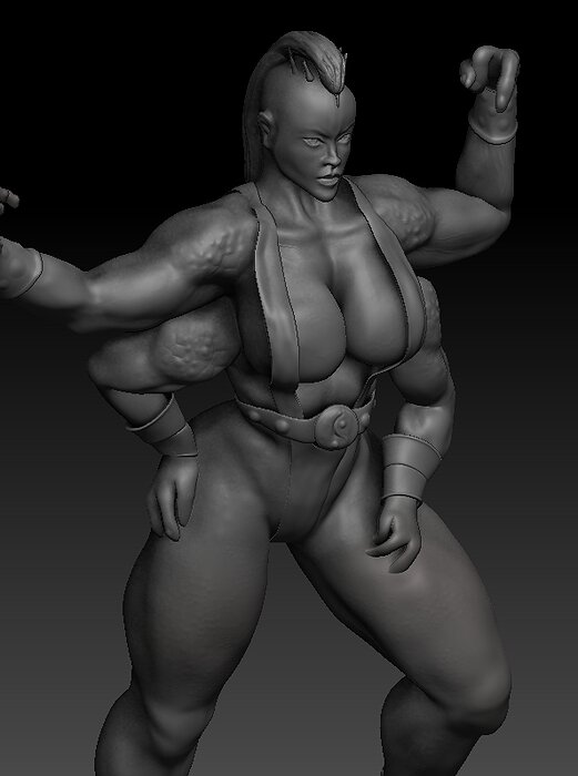 Sheeva 3D Print Model statue of female fighting game character STL Model — view 5