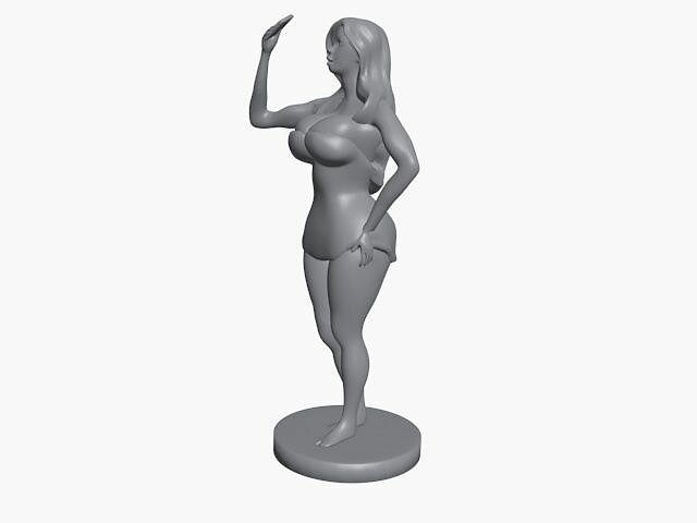 Selfie girl Pose 3D OBJ Model — view 2