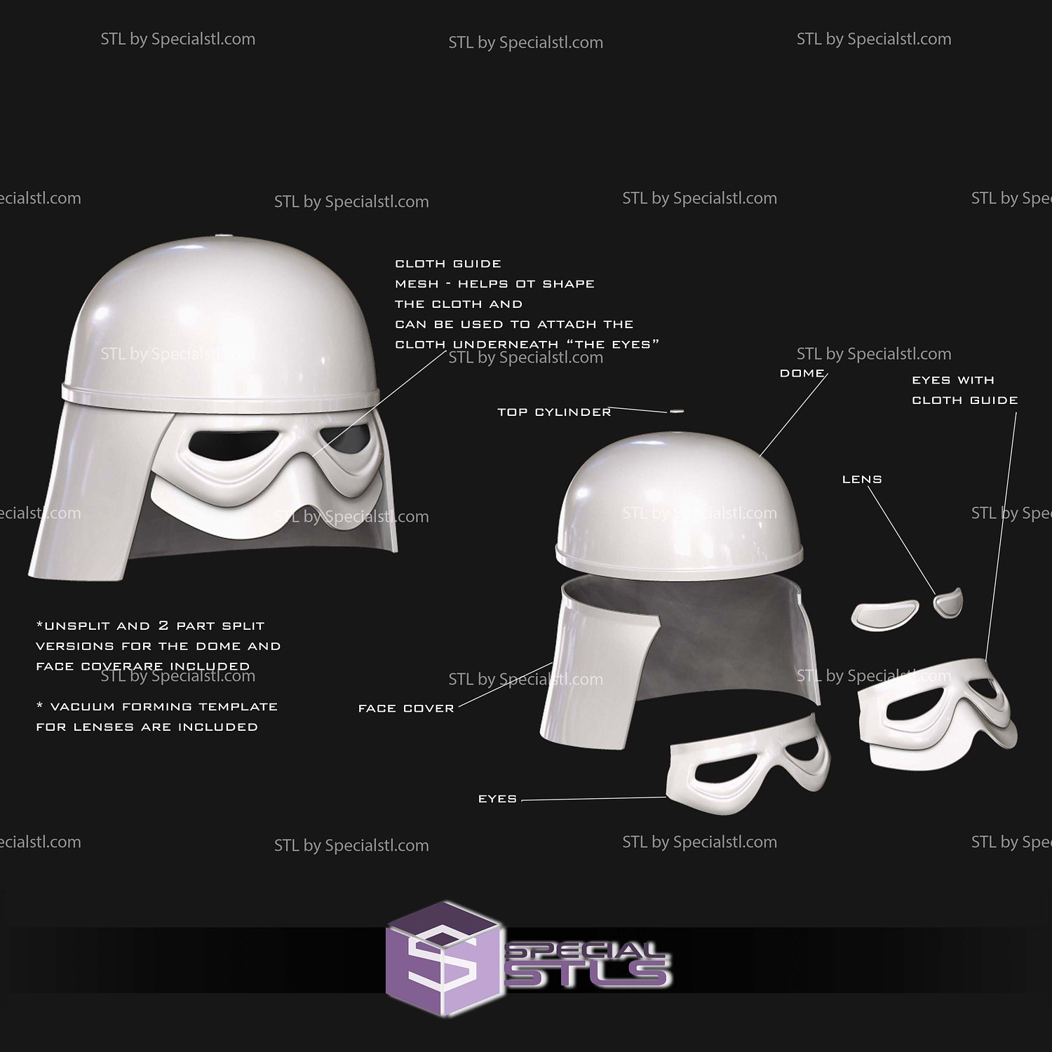 Cosplay STL Files Snowtrooper Helmet V2 3D Model — view 2