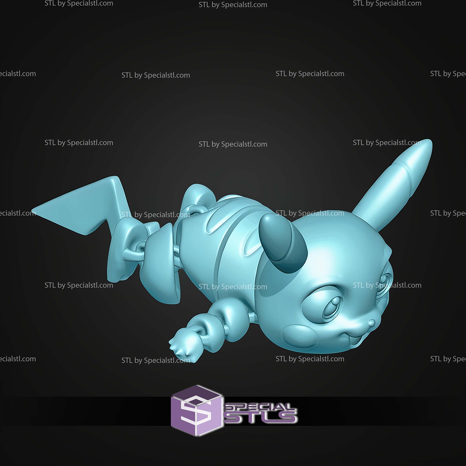 Super Basic STL Pikachu MultiColor 3D Model — view 2