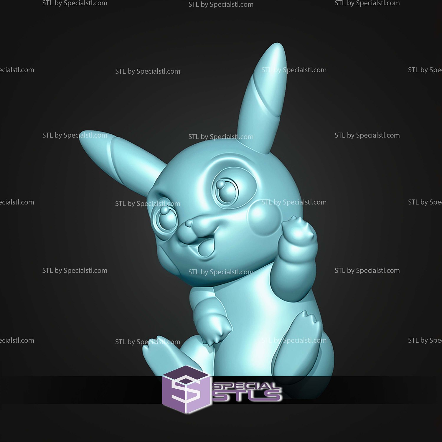 Super Basic STL Pikachu MultiColor 3D Model — view 3