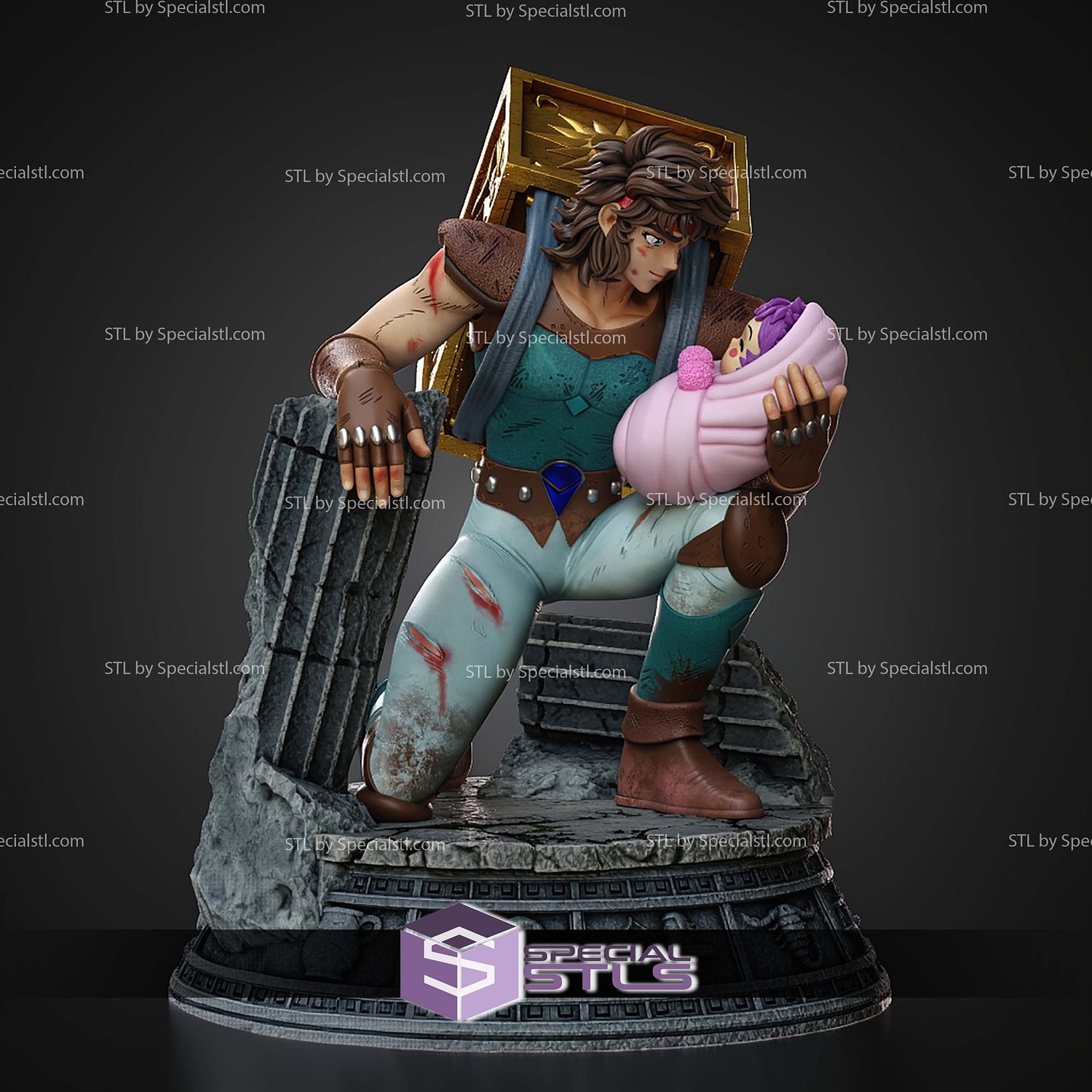 Aioros of Sagittarius newborn Athena STL Files 3D Model — view 4
