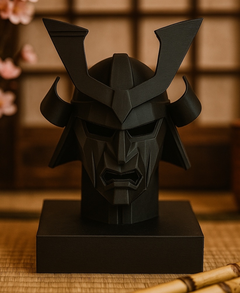 Samurai Mask Sculpture - Japanese Armor Art 3D STL Model