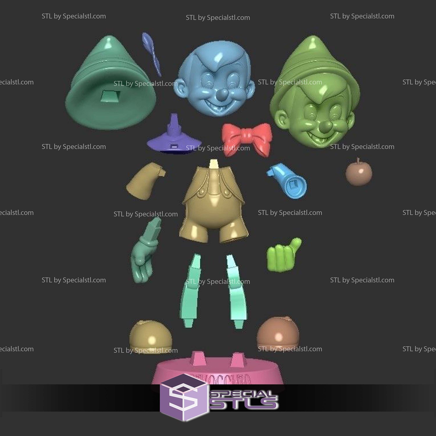 Pinocchio Sculptures 3D Printing STL Model — view 5