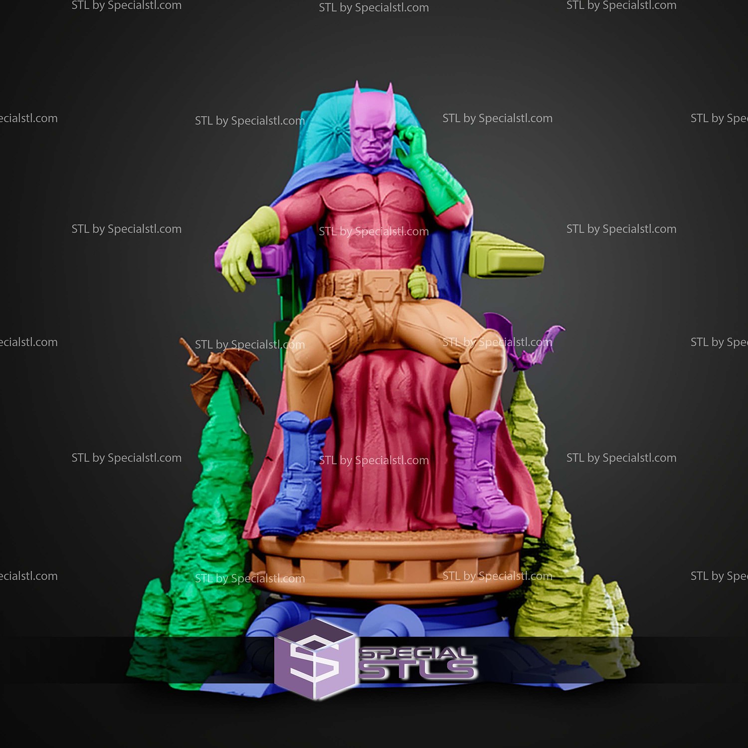 Batman on Throne STL Files 3D Model — view 2