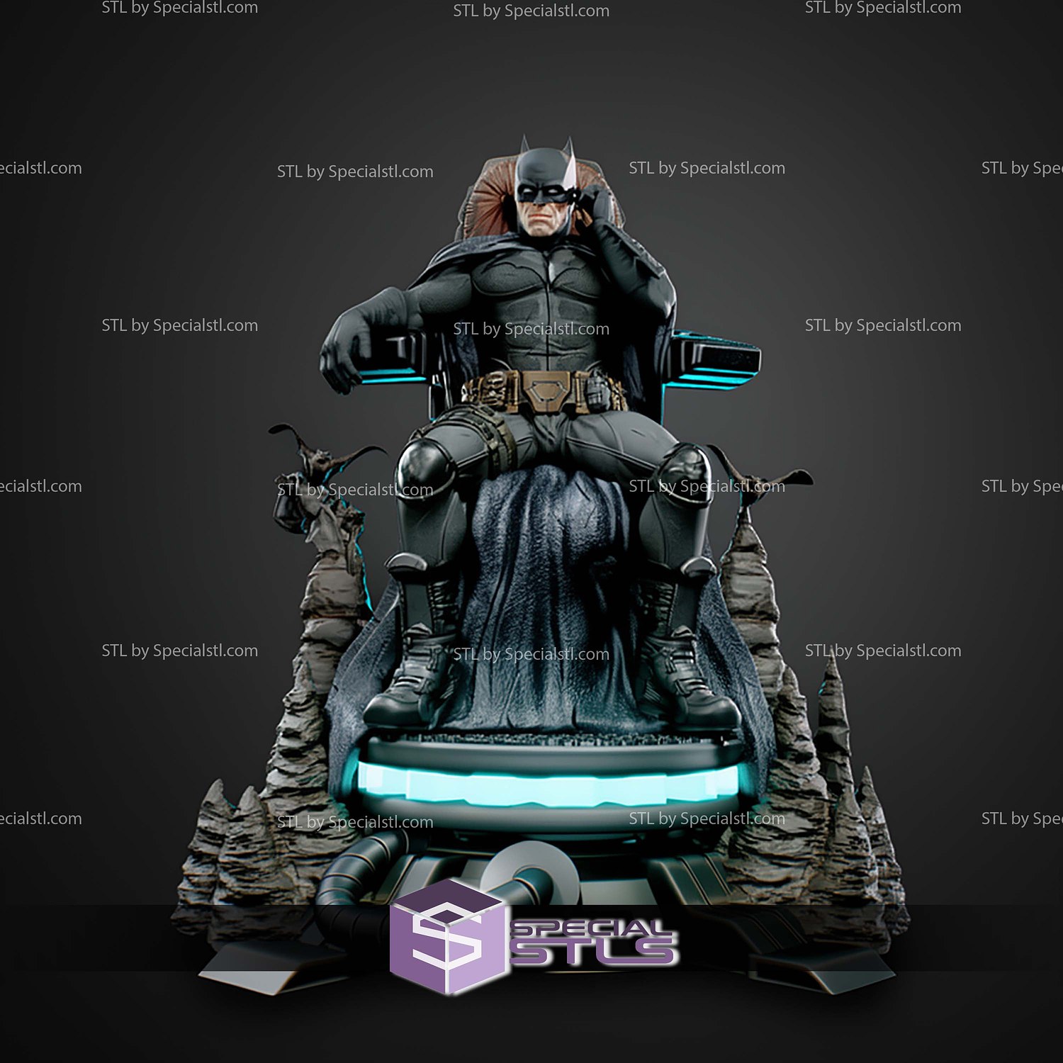 Batman on Throne STL Files 3D Model — view 3