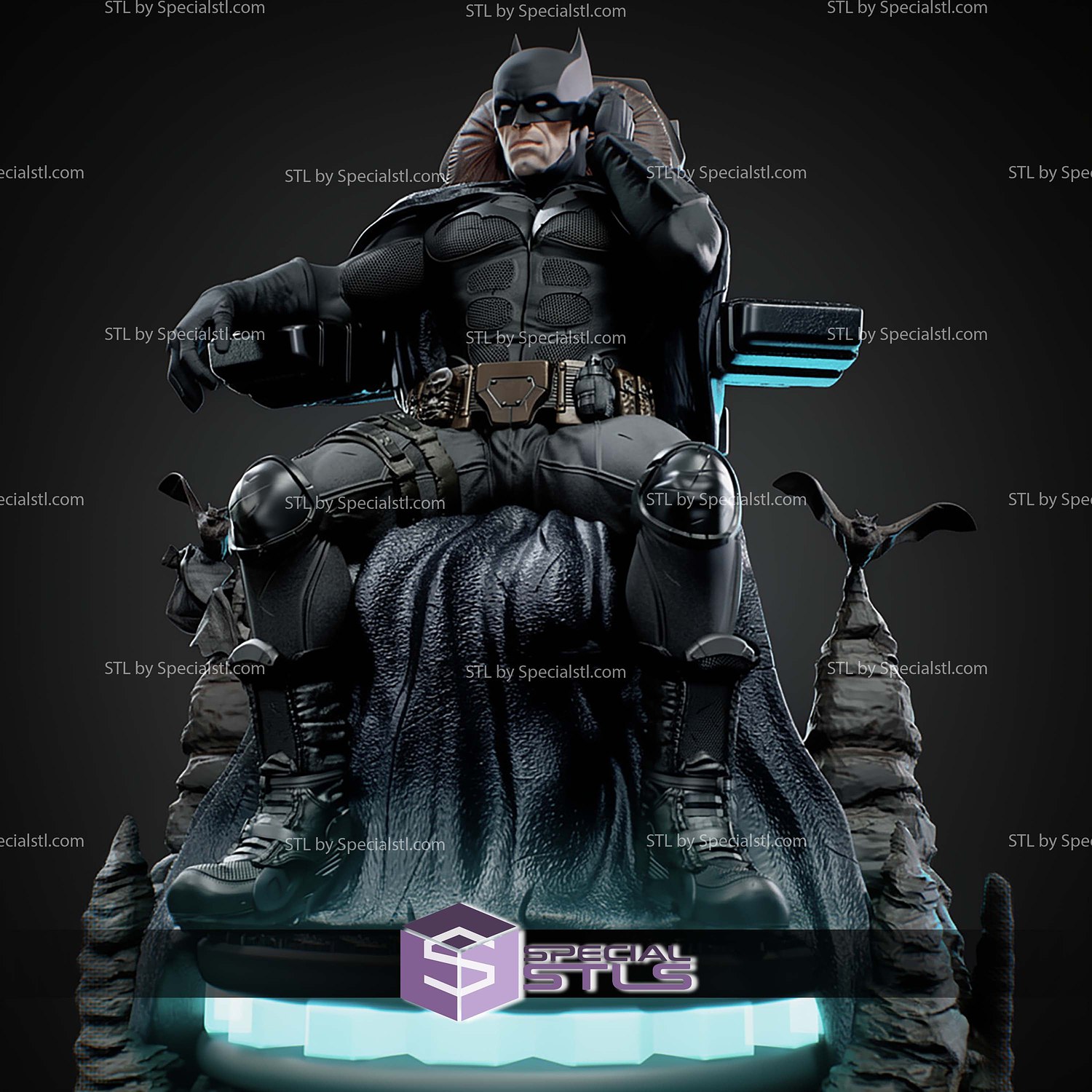 Batman on Throne STL Files 3D Model — view 5